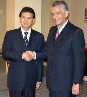 El Gobernador de San Luis Dr. Rodriguez Saá con el presidente de la FIDE Kirsan Ilyumzhinov